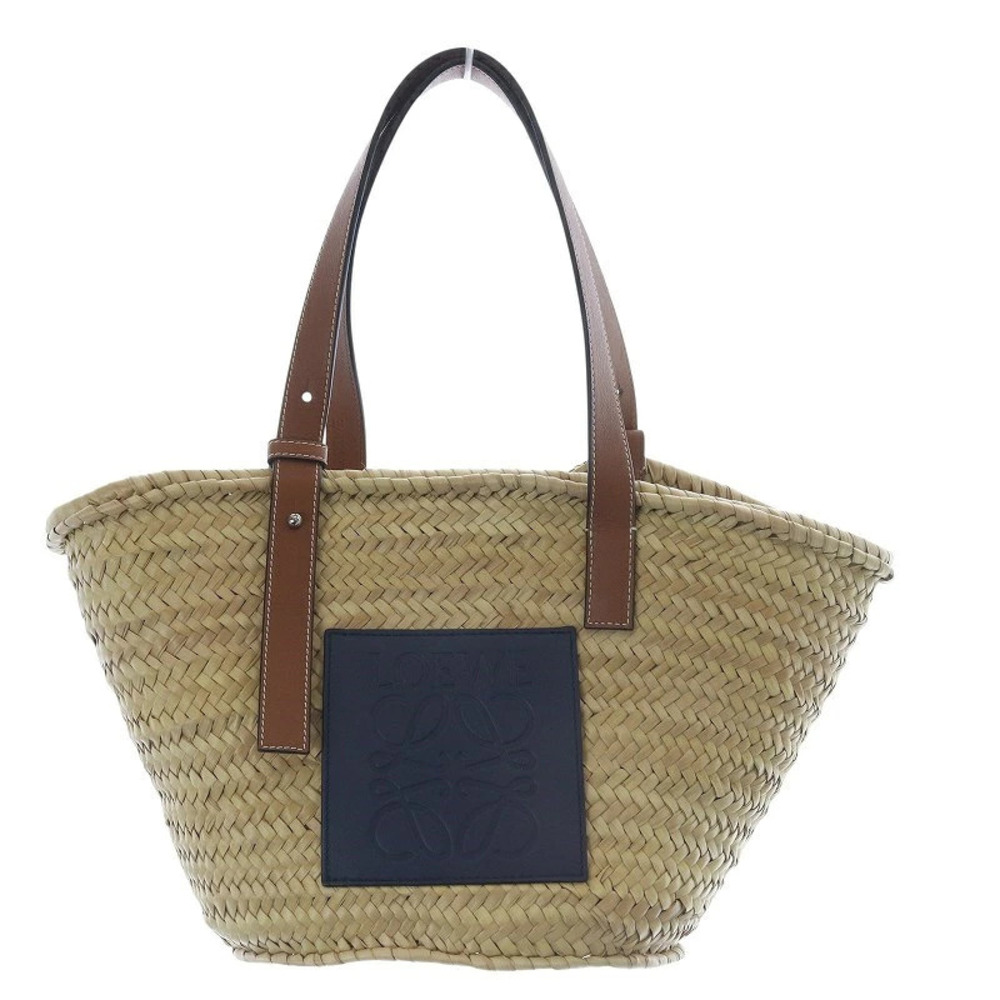 Loewe Anagram Basket Bag Handbag Raffia Navy Blue